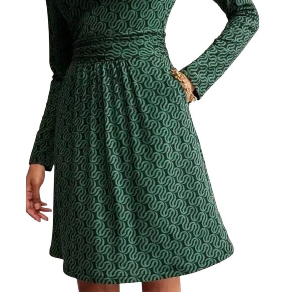 NWT Boden Abigail Jersey Dress Long Sleeve Pockets | Green | Size 10 - Picture 2 of 10